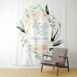 Tapete De Parede Fita para chá de noiva floral em aquarela rosa e v