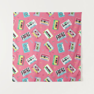 Tapete De Parede Fitas de Áudio Retroativas: Estilo 80s.