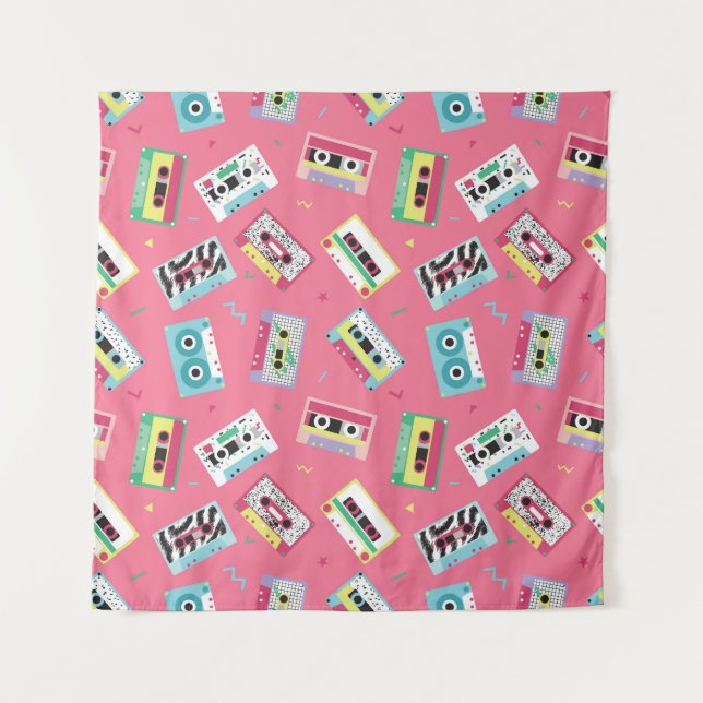 Tapete De Parede Fitas de Áudio Retroativas: Estilo 80s. (Frente)