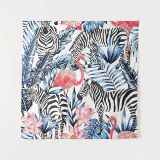 Tapete De Parede Fláir Tropical: Paraíso Flamingo Zebra