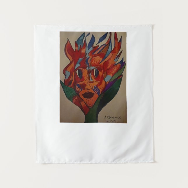 Tapete De Parede Flaming Flower Animation Small Tapestry (Frente)