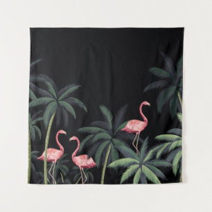 Tapete De Parede Flamingo, palma, aves selvagens de colheita tropic
