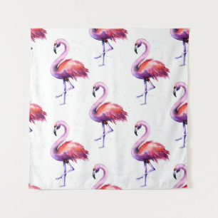 Tapete De Parede Flamingos com respingos: padrão de aquarela.