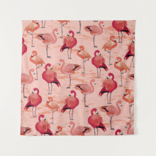 Tapete De Parede Flamingos cor-de-rosa: padrão tropical sem costura