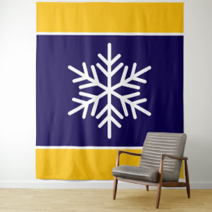 Tapete De Parede Floco de neve branco, Marinho nórdico,  azul