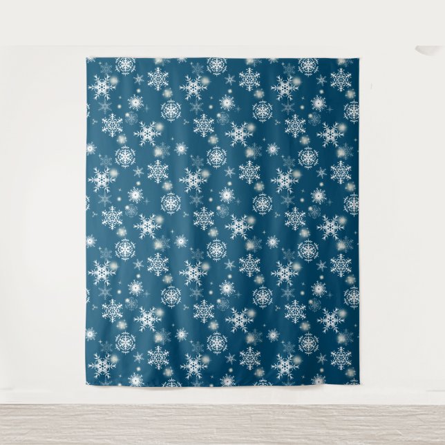 Tapete De Parede Flocos de neve de manto branco. (Frente)