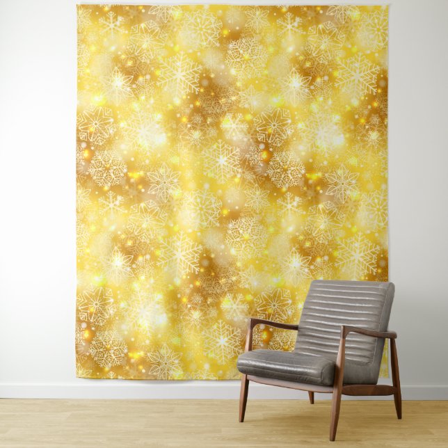 Tapete De Parede Flocos de neve no ouro (In Situ)