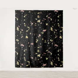 Tapete De Parede Flocos Dourados e Rosa Dourados Pretos