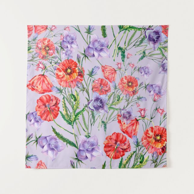 Tapete De Parede Flor azul buquê, flor rosa e pop (Frente)