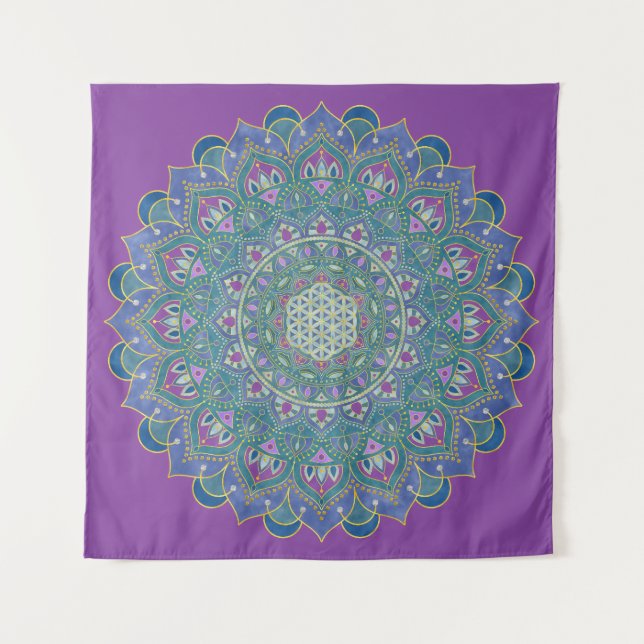 Tapete De Parede Flor da Vida - Mandala Estilo Índia 1 (Frente)