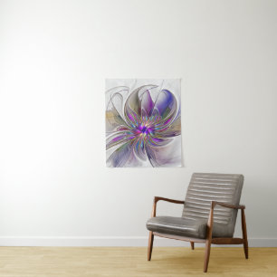 Tapete De Parede Flor de Arte Abstrato, Enérgica e Colorida