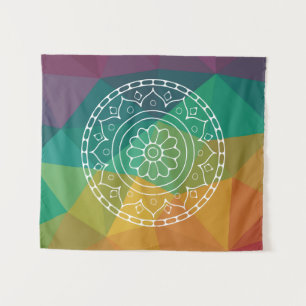 Tapete De Parede Flor de Mandala na índia do arco-íris design color