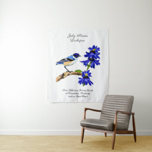 Tapete De Parede Flor de Nascimento de Julho Bluebird e Larkspur