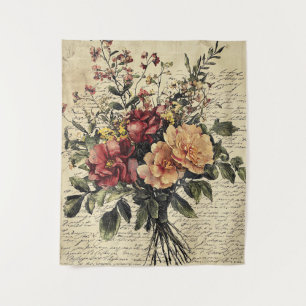 Tapete De Parede Flor e caligrafia russa - Papel castanho envelheci
