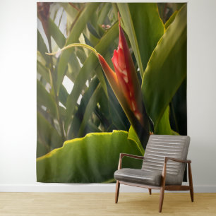 Tapete De Parede Flor Red Floral Tropical Nature Verdura Planta