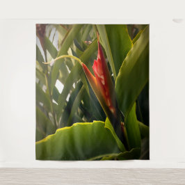 Tapete De Parede Flor Vermelha Flor Tropical Natureza Verdura Plant