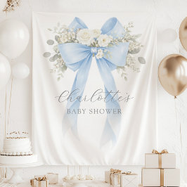 Tapete De Parede Floral Blue Bow Baby Boy Shower