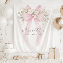 Tapete De Parede Floral Bow Pink Coquette Baby Shower