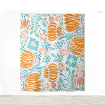 Floral de Boho Laranja e Azul