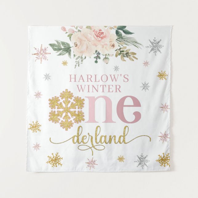 Tapete De Parede Floral de Inverno Floco de Neve ONEderland 1º Aniv (Frente)