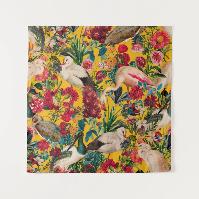 TAPETE DE PAREDE FLORAL E AVES XVIII (Frente)