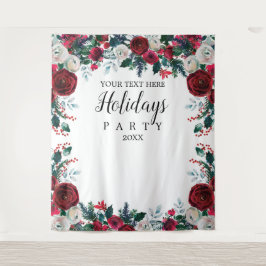 Tapete De Parede Floral Holiday Party photobooth backdrop