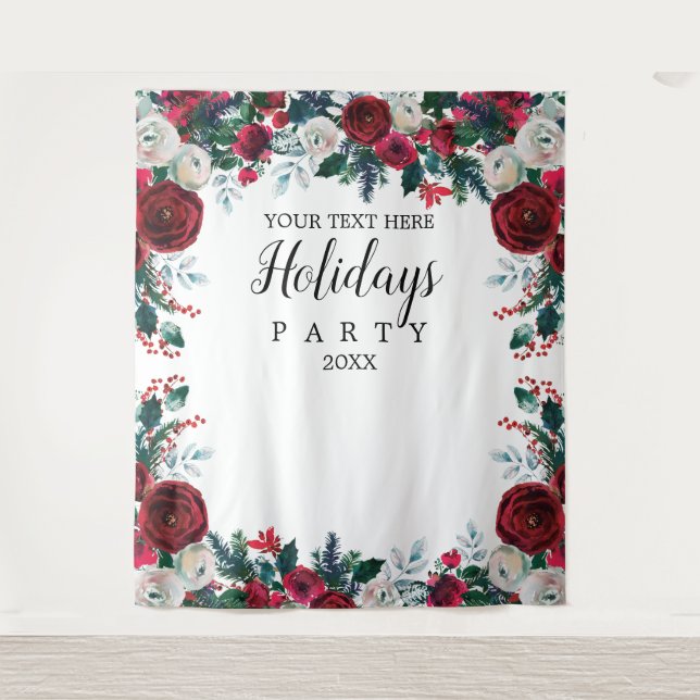 Tapete De Parede Floral Holiday Party photobooth backdrop  (Frente)