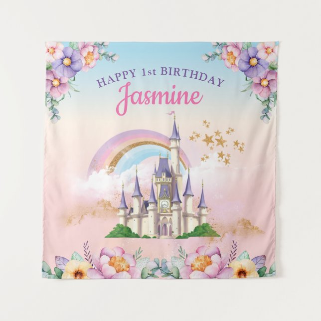 Tapete De Parede Floral Magical Princess Castle Backdrop & Tapestry (Frente)
