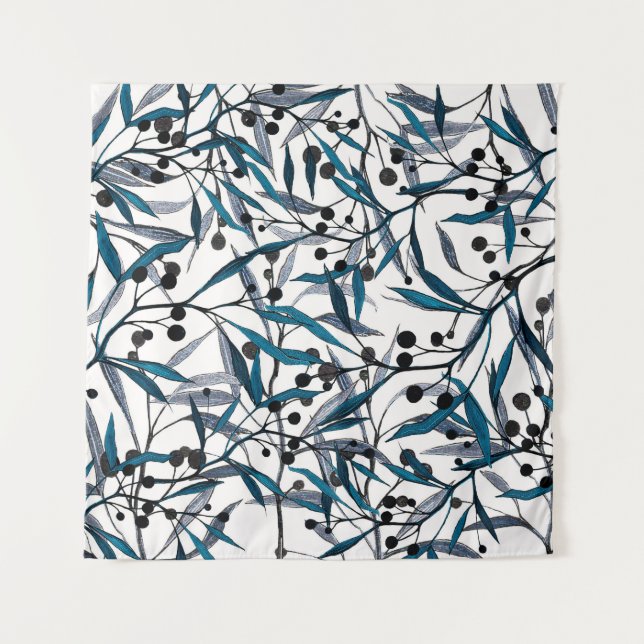 Tapete De Parede Floral print. Ornament Natural curves. Pattern (Frente)