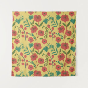 Tapete De Parede Floral, sem costura, flores amarelas vermelhas