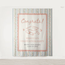 Floral Stripes Vintage Retro Graduation Congrats 