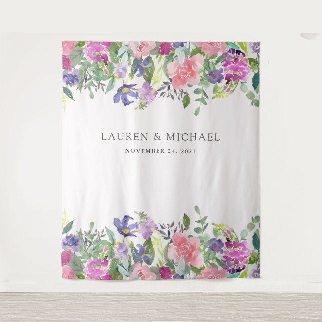 Tapete De Parede Floral Vibrante | Adereço para Cabine de Fotos (Frente)