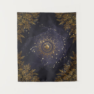Tapete De Parede Floreal floral de Ornamentado roxo e Dourado