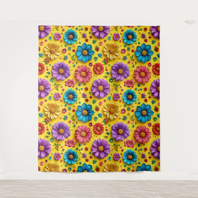 Tapete De Parede Flores 3d coloridas (Frente)