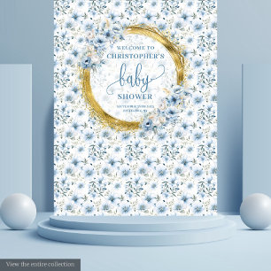 Tapete De Parede Flores azul pastel estilosas chá de bebê menino do