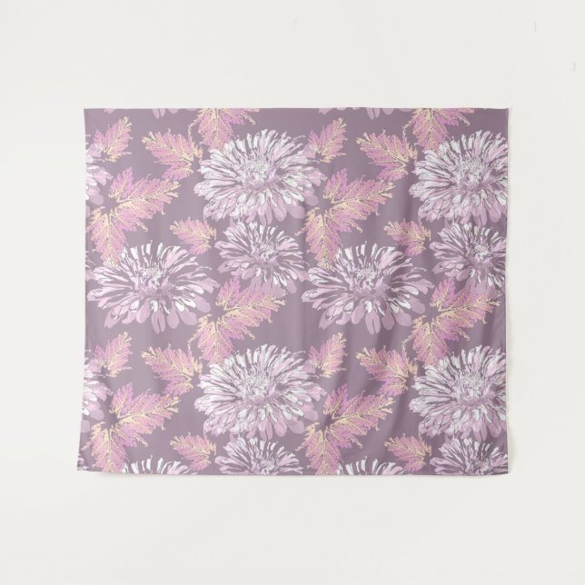 Tapete De Parede Flores cor-de-rosa, aquarela, retrô (Frente (Horizontal))