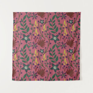 Tapete De Parede Flores cor-de-rosa com padrão uniforme floral folh