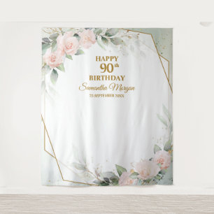 Tapete De Parede Flores cor-de-rosa, eucalipto, 90 de ouro