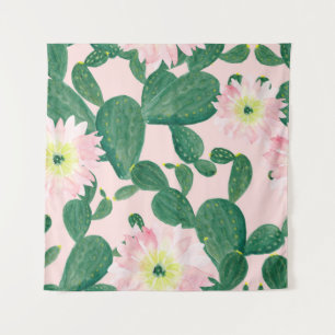 Tapete De Parede Flores de Cactus: Pintura Por Aquarela