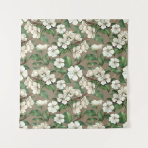 Tapete De Parede Flores De Maçã De Aquarela: Padrão De Vintagem.