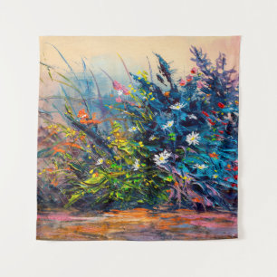 Tapete De Parede Flores de pintura de óleo, girassol, margarida nos