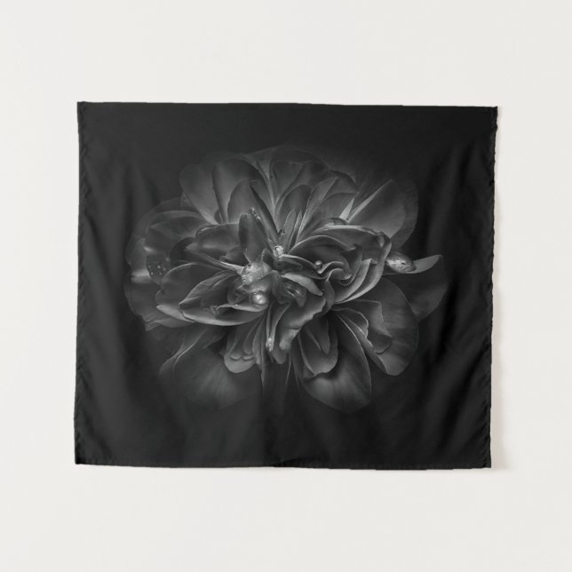 Tapete De Parede Flores De Quintal A Preto E Branco 67 (Frente (Horizontal))