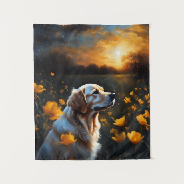 Tapete De Parede Flores do Lago Solar Eclipse Ouro Retriever (Frente)