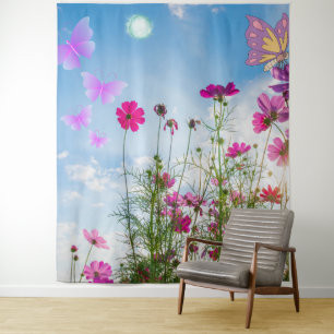 Tapete De Parede flores e borboletas de primavera