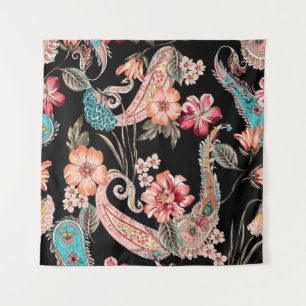 Tapete De Parede Flores e folhas com paisley vintage ele