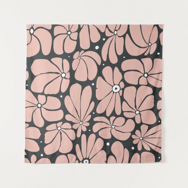 Tapete De Parede Flores estilizadas, padrão floral uniforme. (Frente)