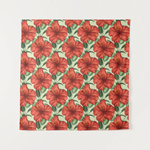 Tapete De Parede Flores florais tropicais, sem costura, flores verm