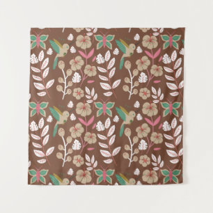 Tapete De Parede Flores, flores, folhas, borboletas, sem costura,