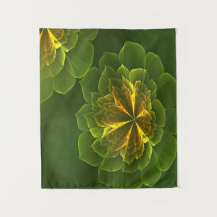 Tapete De Parede Flores Fractais Amarelas Verdes Fantasy