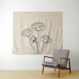 Tapete De Parede Flores Ranunculus em Linen